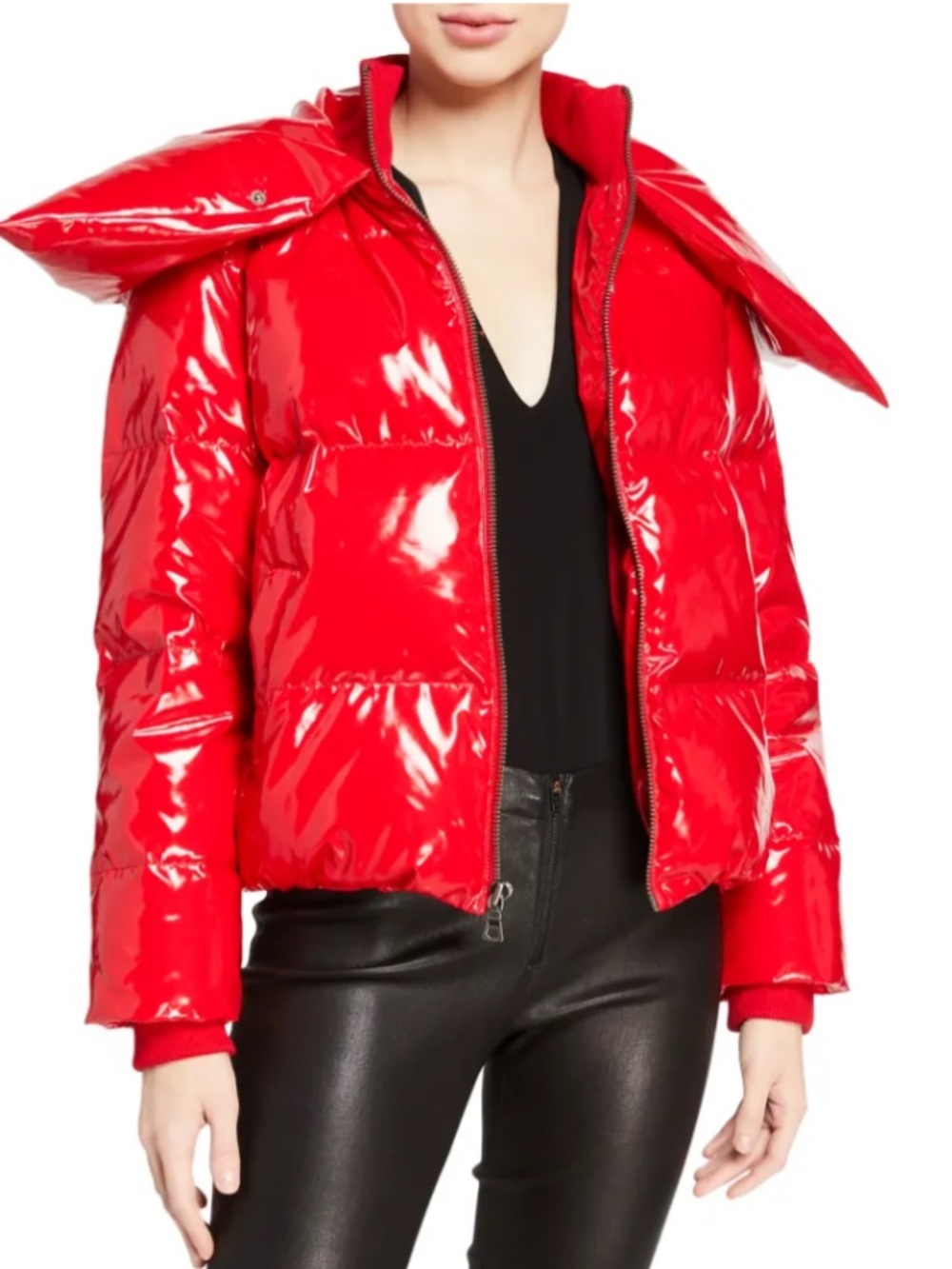 NWT Alice + Olivia Durham Puffer Jacket RED Size Large